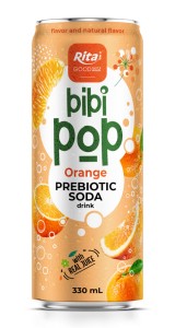 Bibi Pop Prebiotic Soda drink with real orange juice 330ml sleek can Bibi Pop Prebiotic Soda drink with real orange juice 330ml sleek can