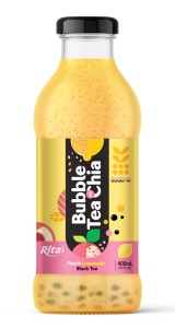 Bubble Tea With Chia Peach And Lemonade Flavor 400ml Glass Bottle
