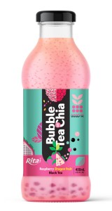 Bubble Tea with Chia 400ml glass bottle Raspberry 1