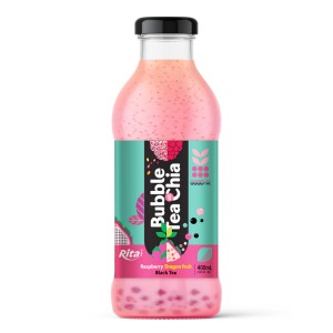 Bubble Tea with Chia 400ml glass bottle Raspberry 1