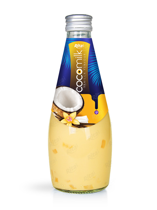 Coconut milk with vanilla flavor 290ml glass bottle 