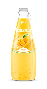 Falooda drink - milk drink with basil seed mixed Nata de coco with mango flavour