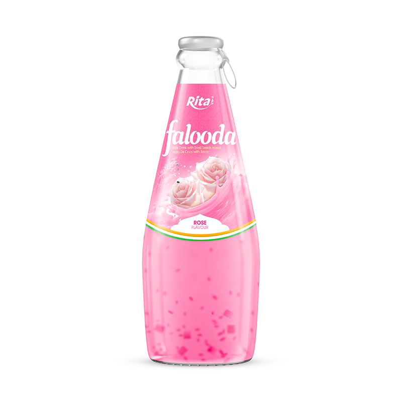 Falooda drink - milk drink with basil seed mixed Nata de coco with rose flavour