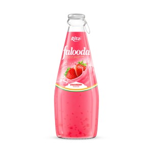 Falooda drink - milk drink with basil seed mixed Nata de coco with strawberry flavour