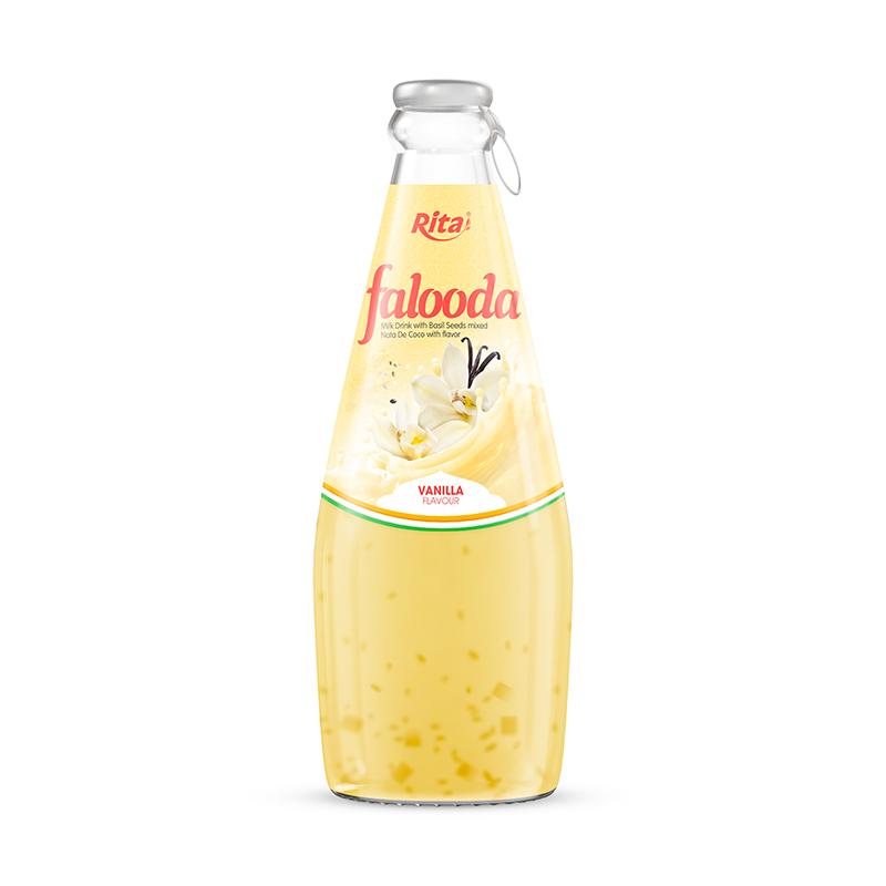 Falooda drink - milk drink with basil seed mixed Nata de coco with vanilla flavour