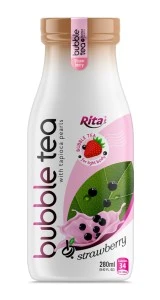 Supplier Bubble Tea Strawberry Flavor 280ml Glass Bottle