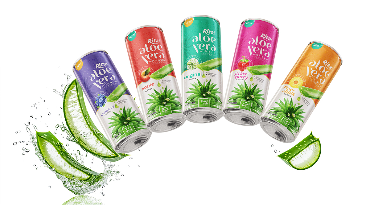 100 fresh aloe vera juice with pineapple flavor drink 250ml cans