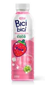 16.9 Fl Oz PET Bottle Bici Bici Strawberry Drink with Nata de Coco