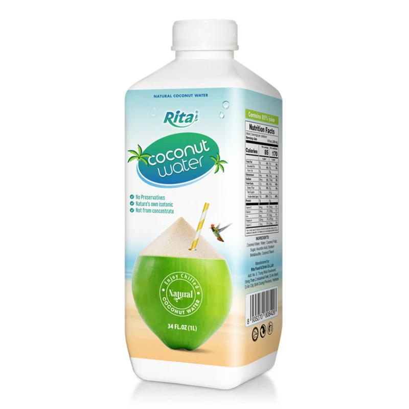 Rita Natural Coconut Water 1L PP Bottle  Square Shape Design