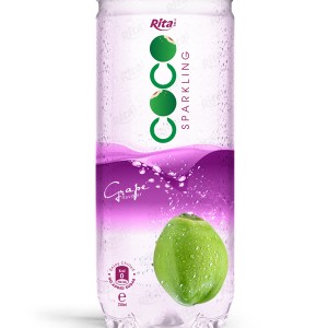 Sparking coconut water with grape flavor 250ml Pet can 