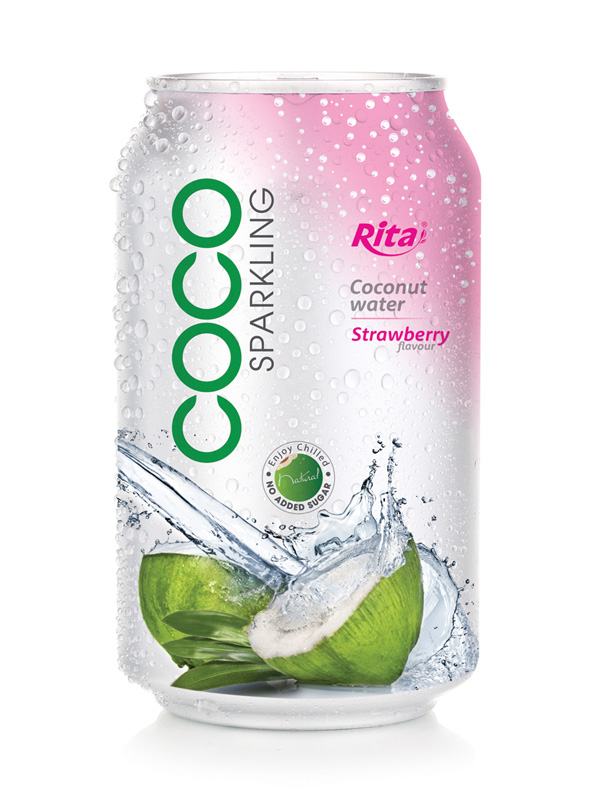 Sparking coconut water with strawberry 