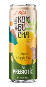 Sparkling Kombucha Lemon and Green Tea with Prebiotic 320ml cans