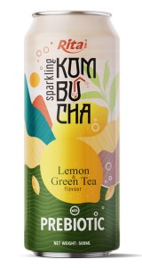 Sparkling Kombucha Prebiotic with lemin and green tea 500ml cans