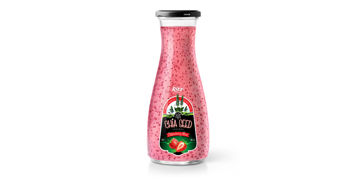 Wholesale glass  Chia Seed plus strawberry flavour drink 1L