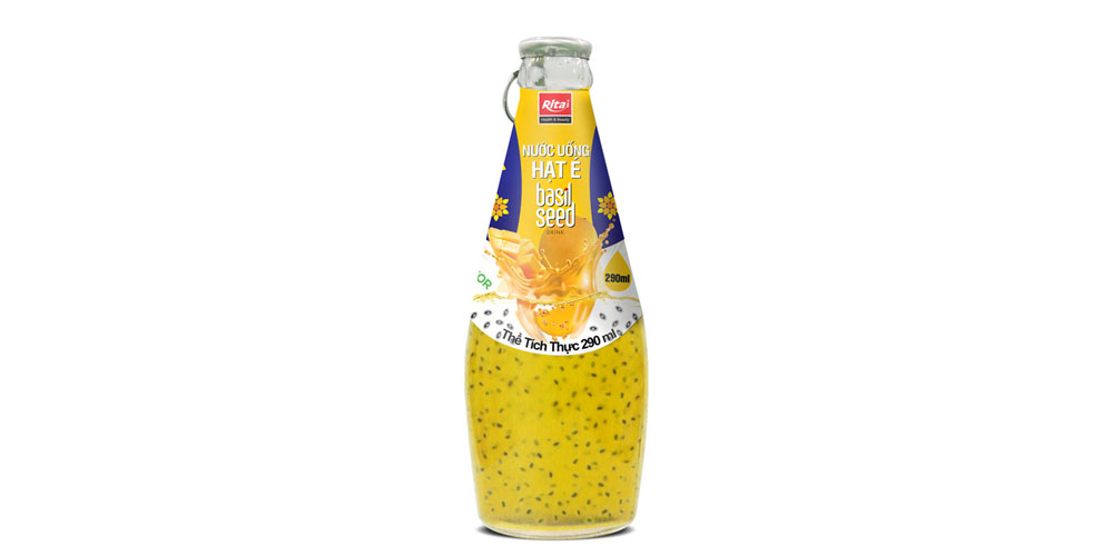 basil seed with mango juice