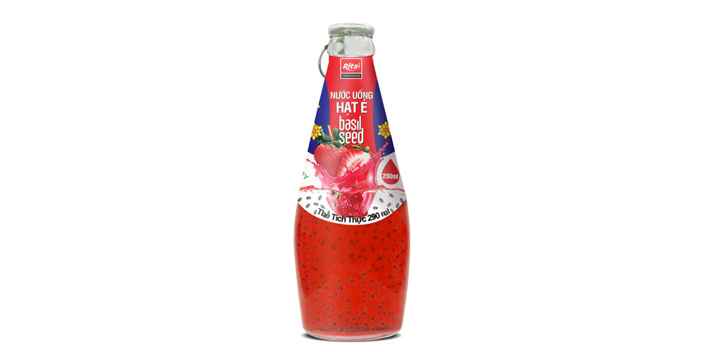 basil seed with strawberry juice