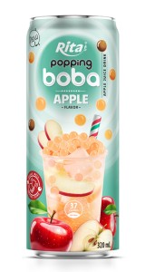 Wholesale Popping Boba Tea Apple Flavor 320ml Slim Can Wholesale Popping Boba Tea Apple Flavor 320ml Slim Can