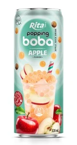Wholesale Popping Boba Tea Apple Flavor 320ml Slim Can