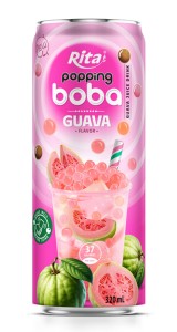 Supplier Popping Boba Tea Guava Flavor 320ml Slim Can Supplier Popping Boba Tea Guava Flavor 320ml Slim Can