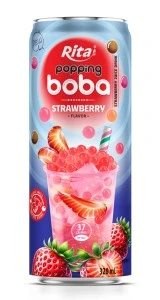 best popping boba with strawberry flavor canned drink