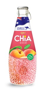 glass water bottle chia seeds peach