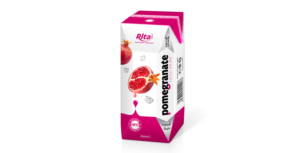 fruit pomegranate in tetra pak