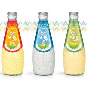 juice packaging design Basil seed milk 290ml