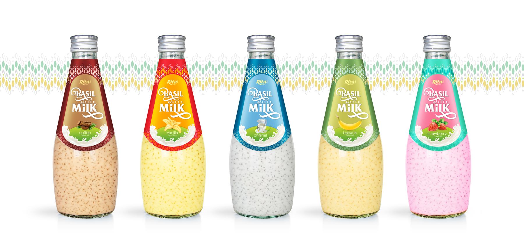 juice packaging design Basil seed milk 290ml
