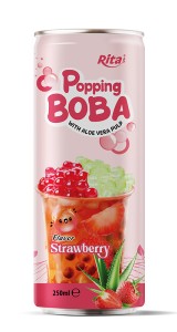 popping Boba bubble strawberry with aloe vera pulp 250ML can