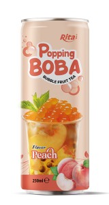 popping boba bubble fruit PEACH TEA 250ML cans