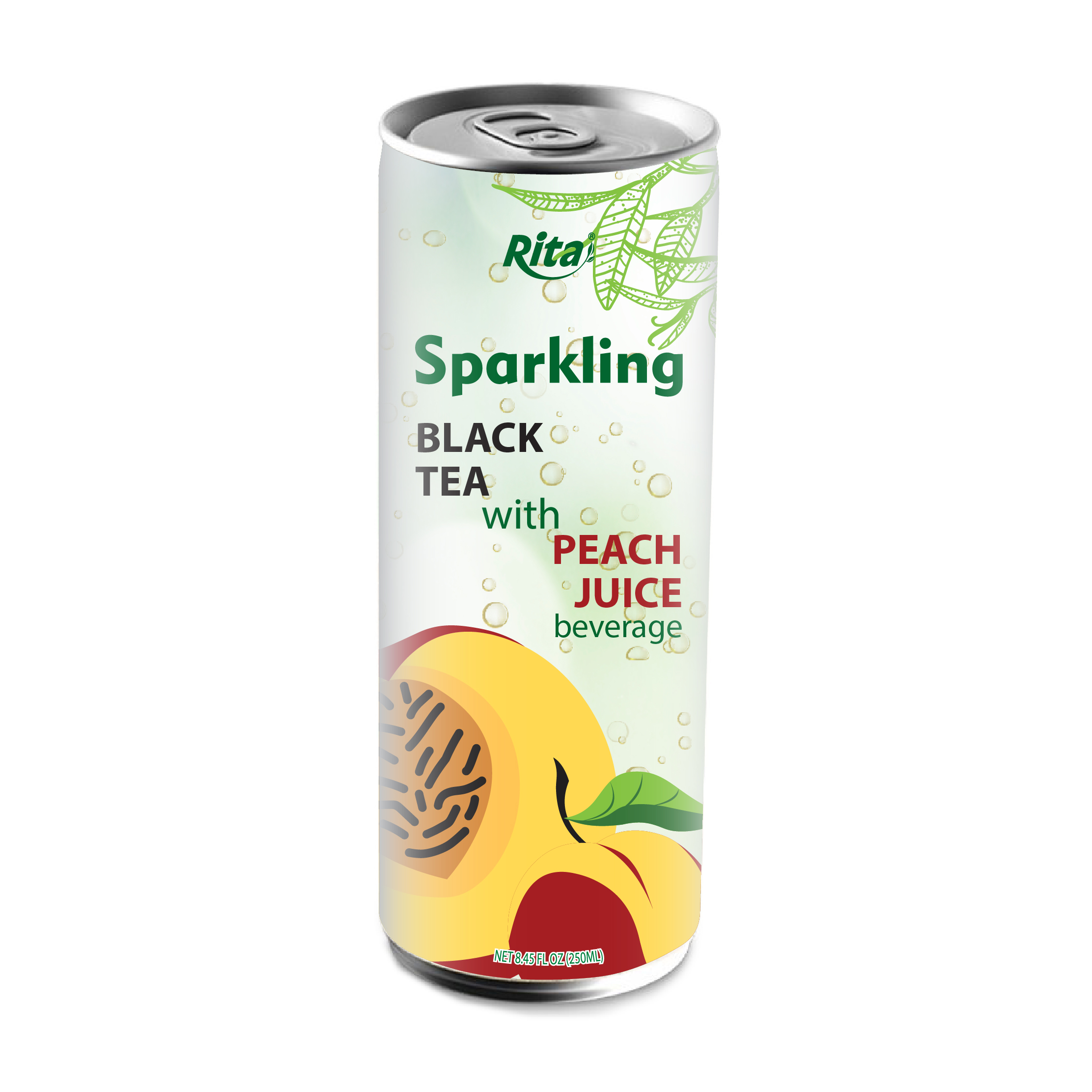 sparkling drinkblackteawithpeachjuice