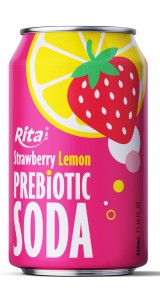 Strawberry Lemon Prebiotic Soda 330ml short can