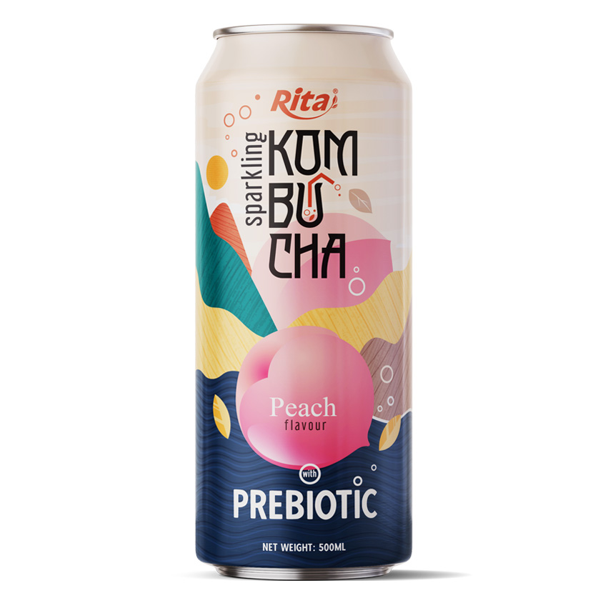 Rita Sparkling Kombucha Peach Flavour with Prebiotic 500ml Can