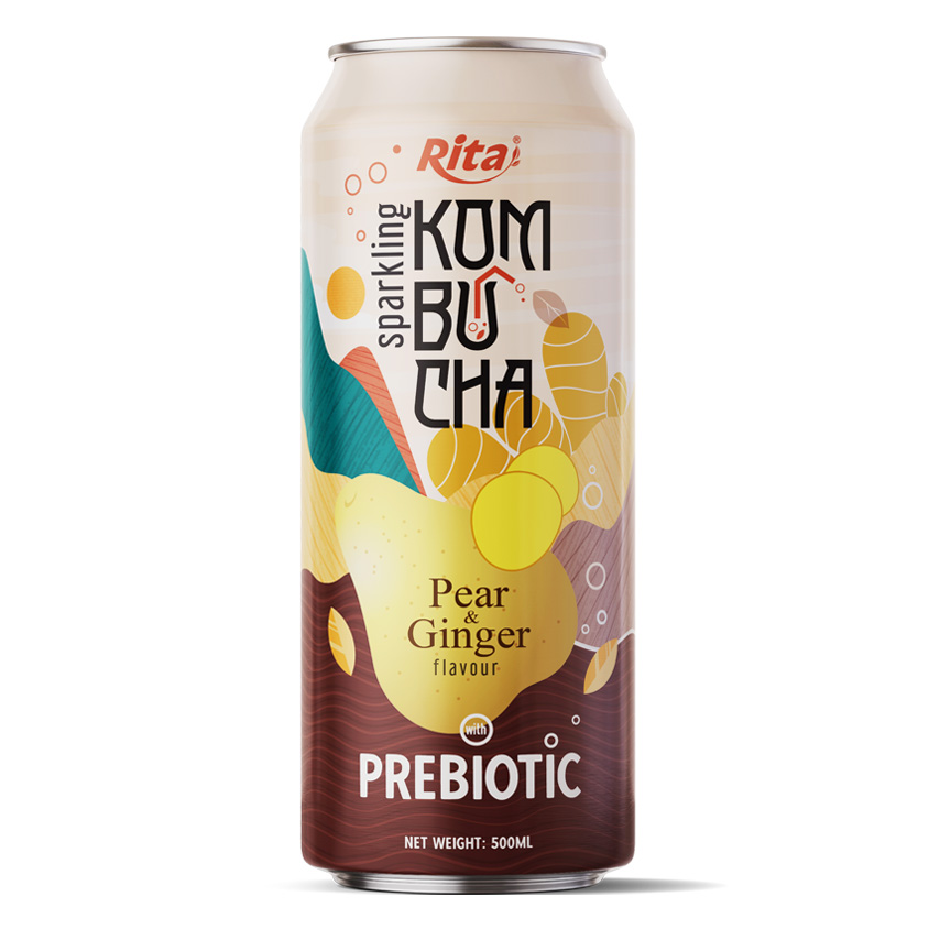 Rita Sparkling Kombucha Pear and Ginger Flavour with Prebiotic 500ml Can