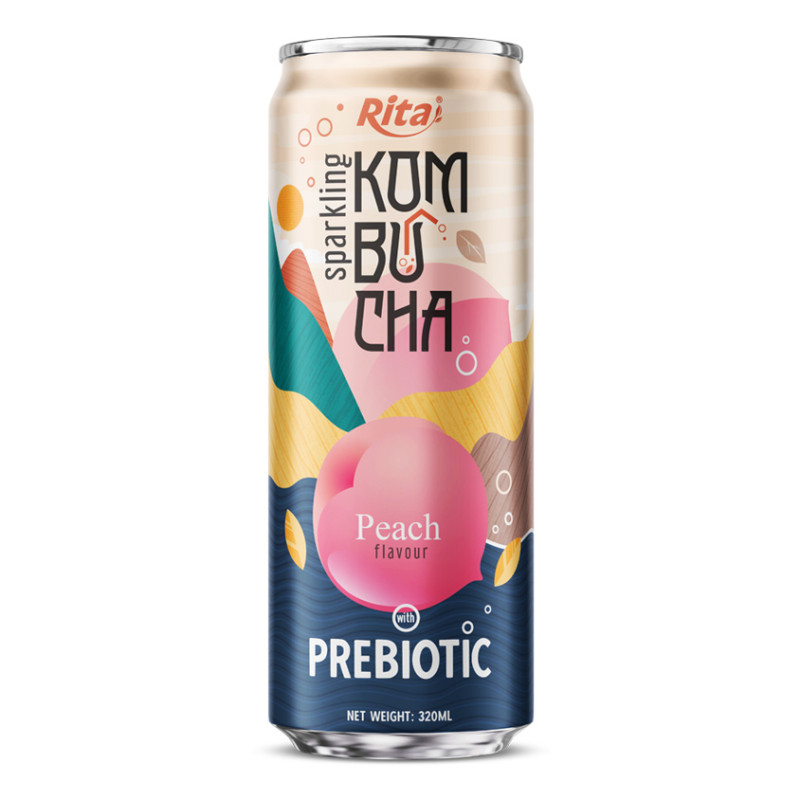 Rita Sparkling Kombucha Peach Flavour with Prebiotic 320ml Can