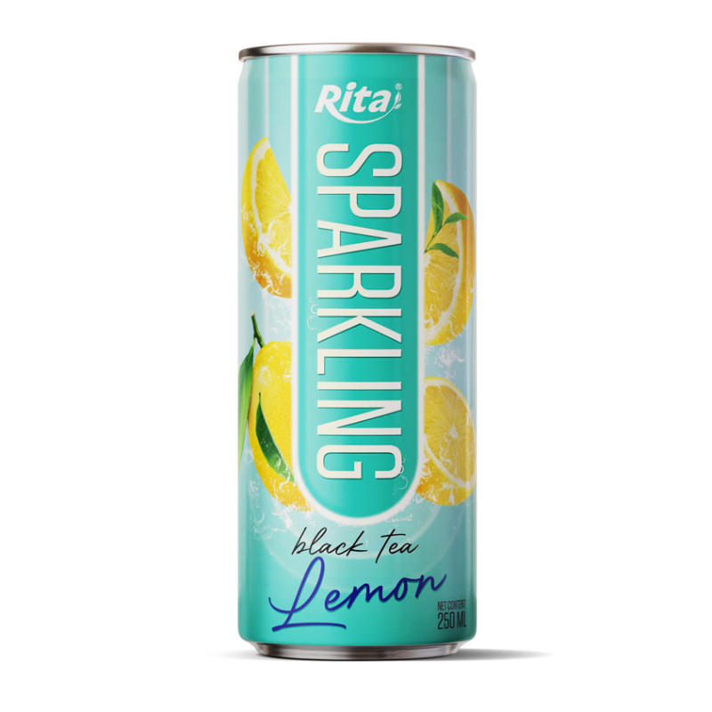 Rita Sparkling Black Tea Lemon Flavor 250ml Sleek Can