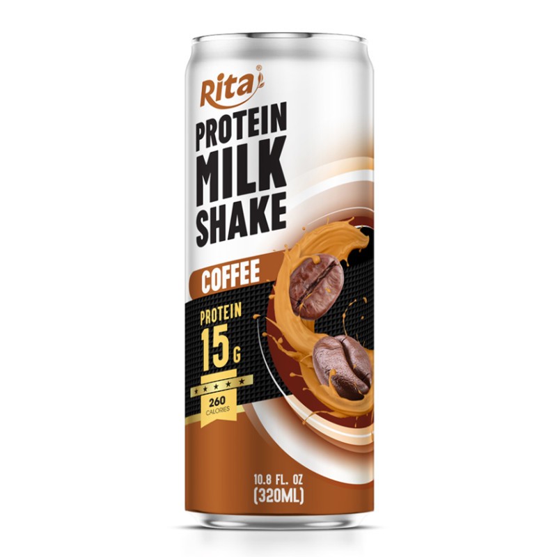 Rita Protein Milkshake Coffee Flavor High Protein Milk Drink 320ml Sleek Can
