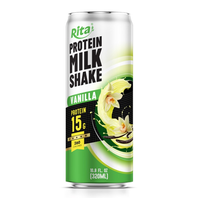 Rita Protein Milkshake Vanilla Flavor Smooth Creamy High Protein Drink 320ml Sleek Can